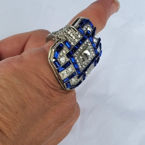 Vintage  crystal‎ paste cocktail ring 5.5 - Picture 10 of 14